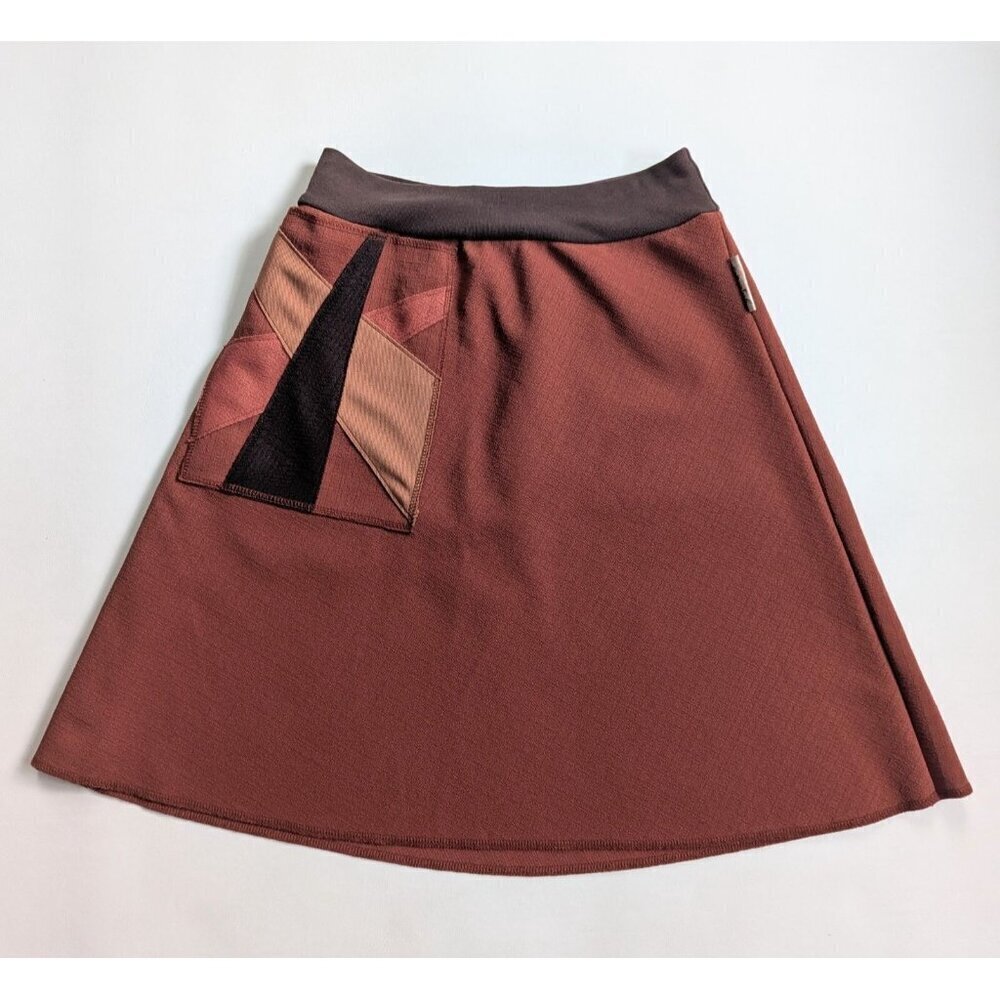 Gajettes Handmade Aline Boho Skirt Size Small Burnt Orange And Stretch Waist